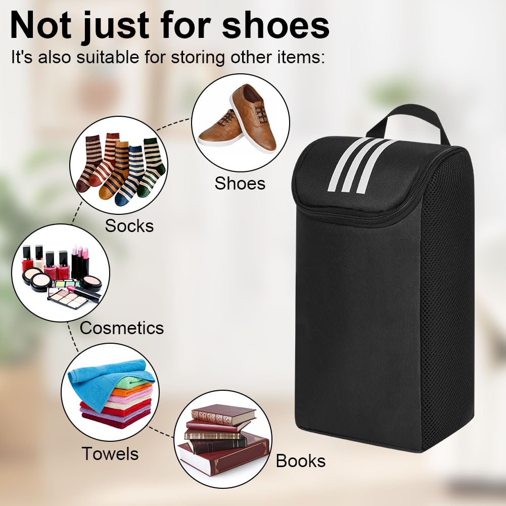 AOOWU Porta Scarpe, Multiuso Borsa Portatile, Borsa Viaggio Sneakers Sacchetti Scarpe da Uomo Donna, per Palestra Esterno Viaggio Campeggio Escursione (Nero)
