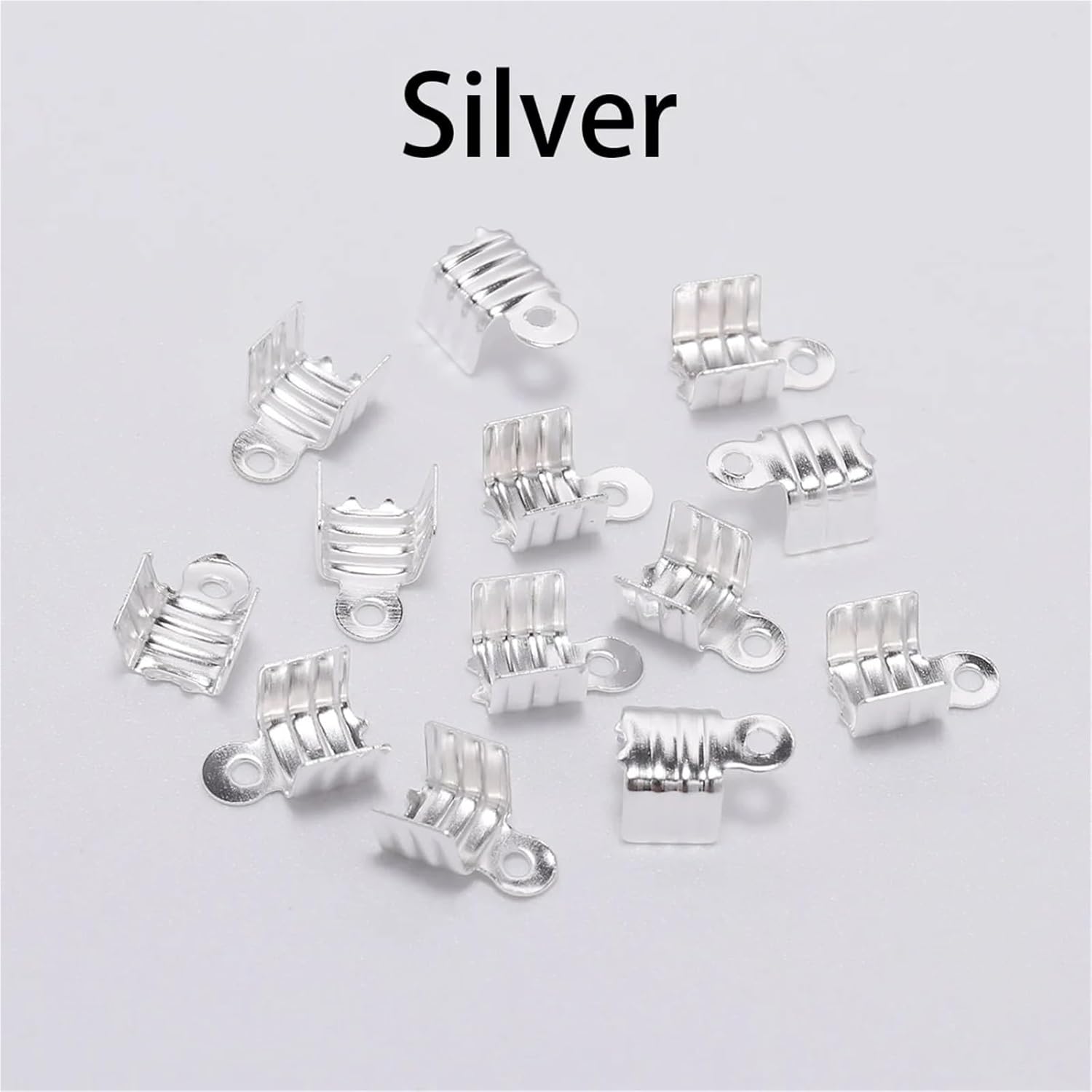 Fold Over Cord Ends 4000Pcs 3 4 5 8mm Gold Cord End Tip Fold Over Three-Wire Clasp Crimp Bead Connector for DIY Jewelry Making Finding Buckle Supply(8mm)