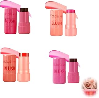 4 Pcs Jelly Blush Stick, Long Lasting 3 in 1 Milk Jelly Blush Stick for Cheeks Lips Eyes, Multipurpose and Blendable Jelly Blush