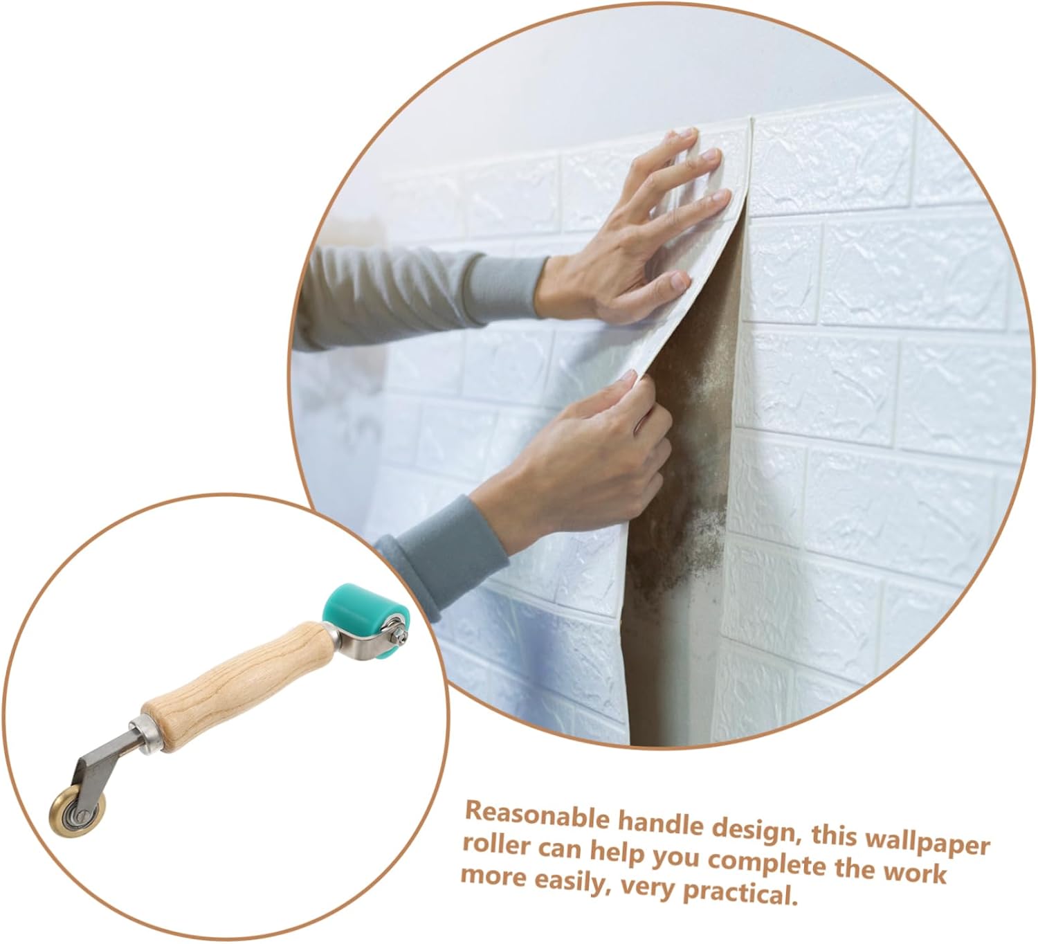 ORFOFE Double-head Silicone Seam Roller Brass Detail Tool Wall Paint Wallpaper Smoothing
