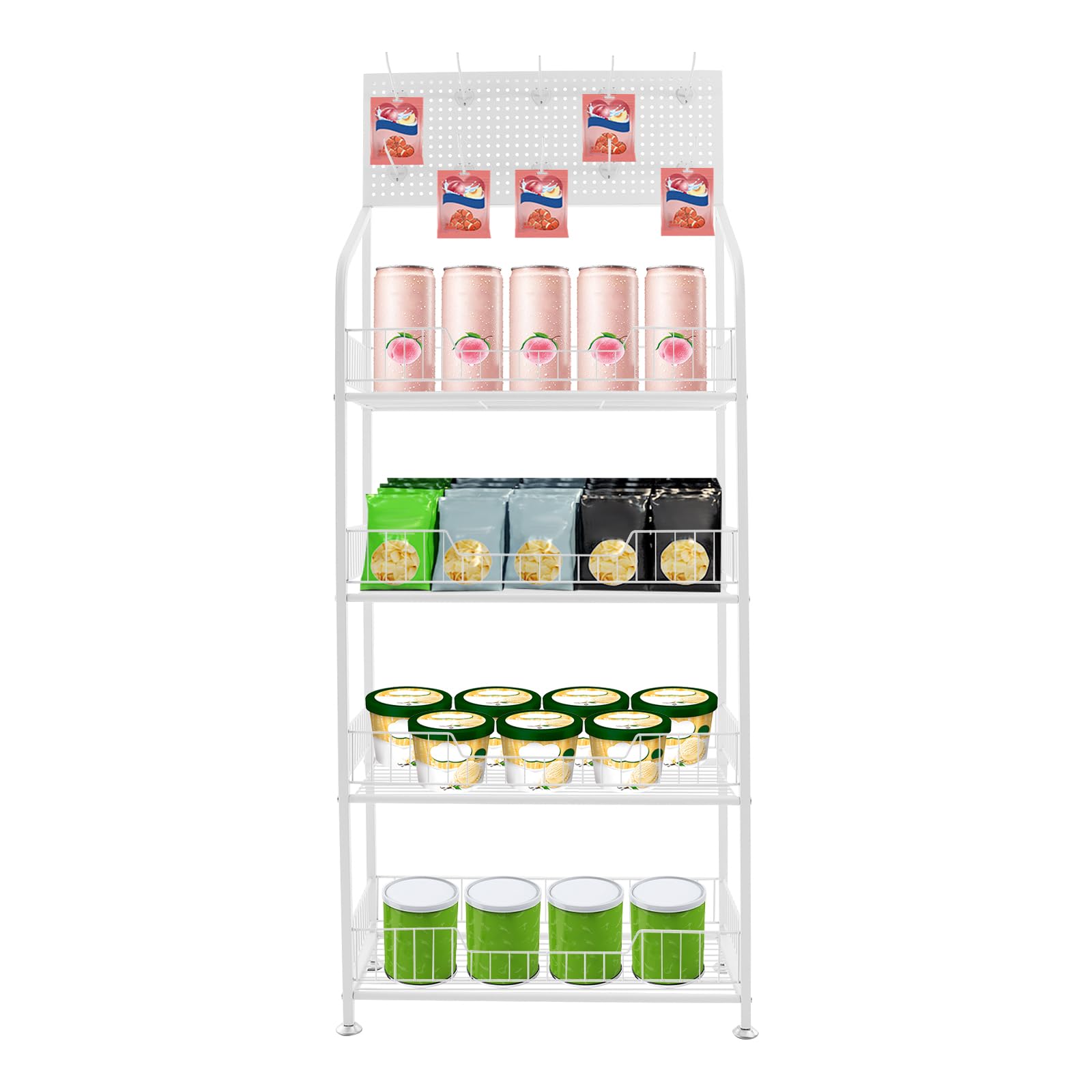 Organizador de exhibición de Snacks, estantes organizadores para panadería, Estante de Almacenamiento con Patas Ajustables, Soporte para Venta al por Menor, Soporte para Snacks (bl