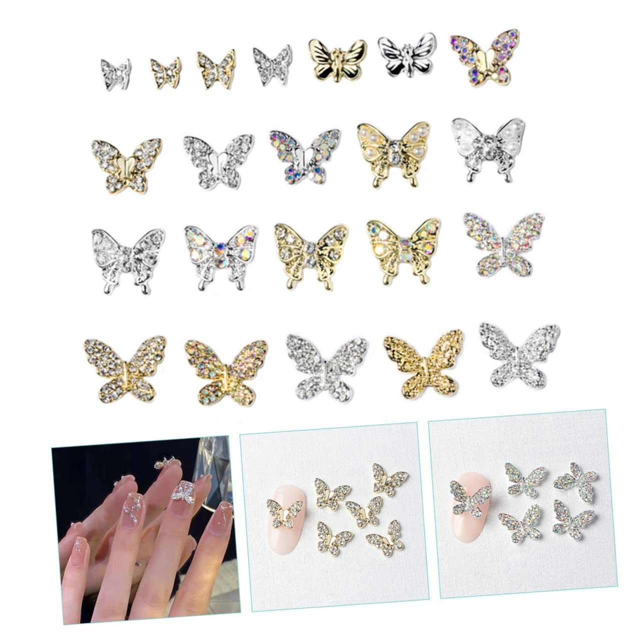 Healvian 110pezzi Charm Di Decorazione Per Unghie Ciondoli Forma Di Farfalla Strass Per Nail Art Ornamenti Eleganti Per Manicure e Decorazioni Uniche
