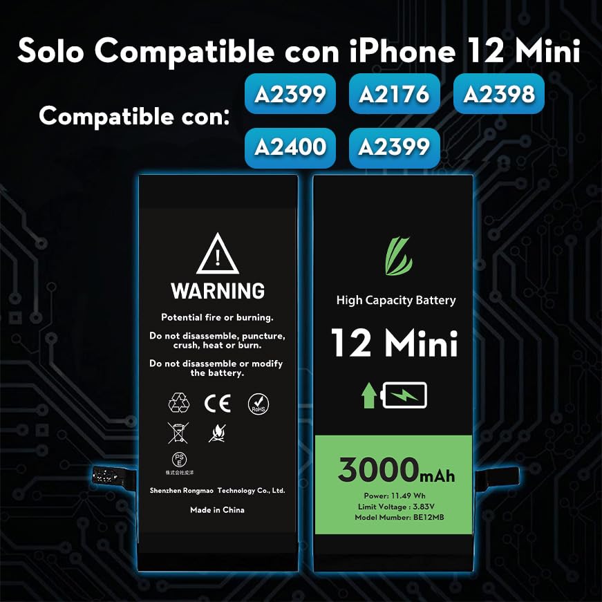 Batteria IPhone 12 Mini 3000 MAh - Sostituzione Ad Alta Capacità, Con Strumenti Inclusi - Foto 10