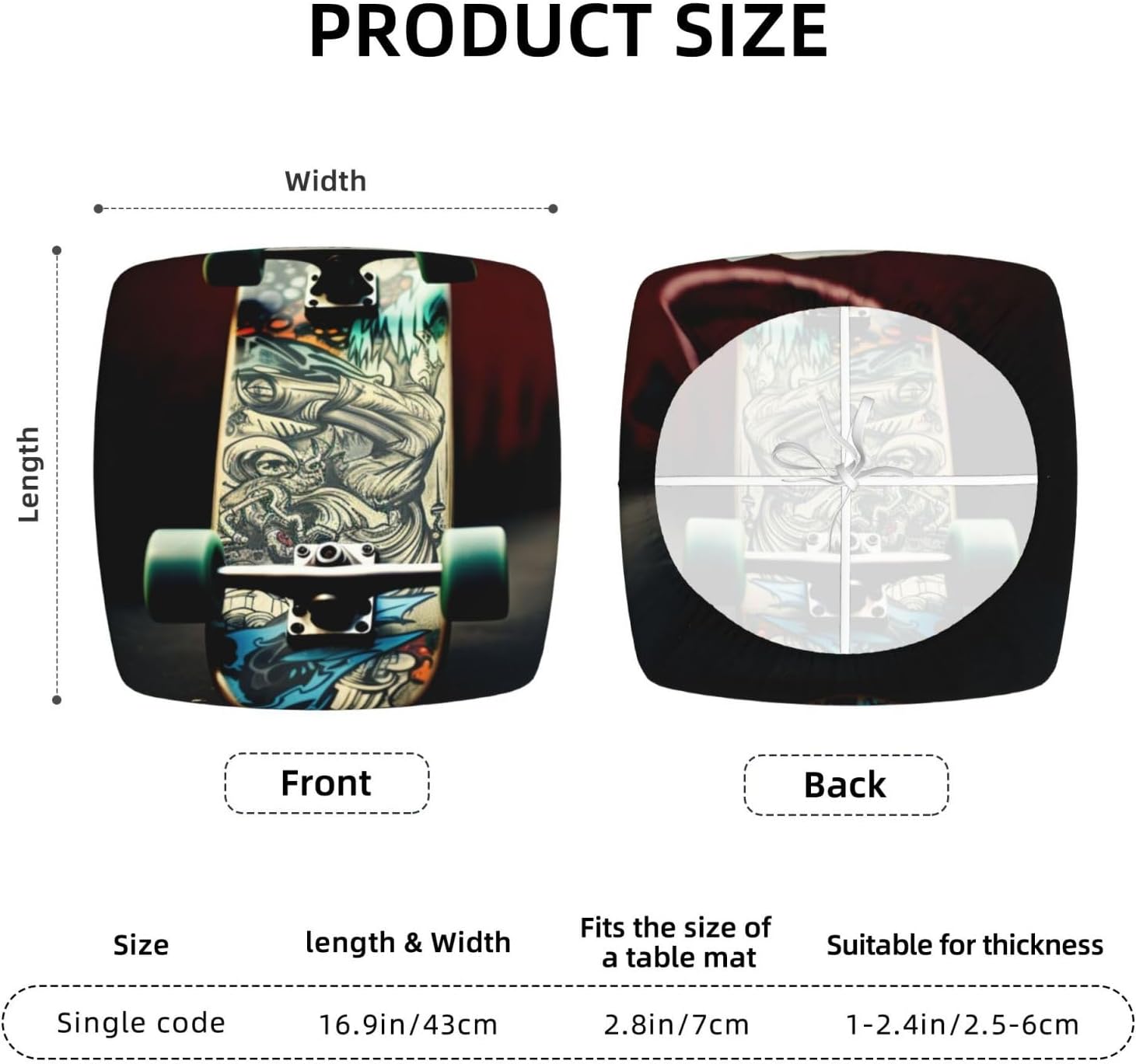 2pcs Stretch Seat Covers Set Skate Boards Chair Cover for Dining Room Removable Chair Seat Slipcovers