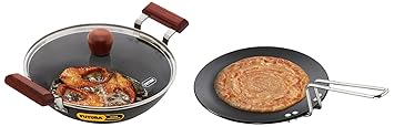 Hawkins Futura Hard Anodised Aluminium Deep Fry Pan(Fish-Fry Kadhai), 2.5 litres, Black (Affk25G) L-59 Futura Hard Anodised Tawa, 28Cm, Black