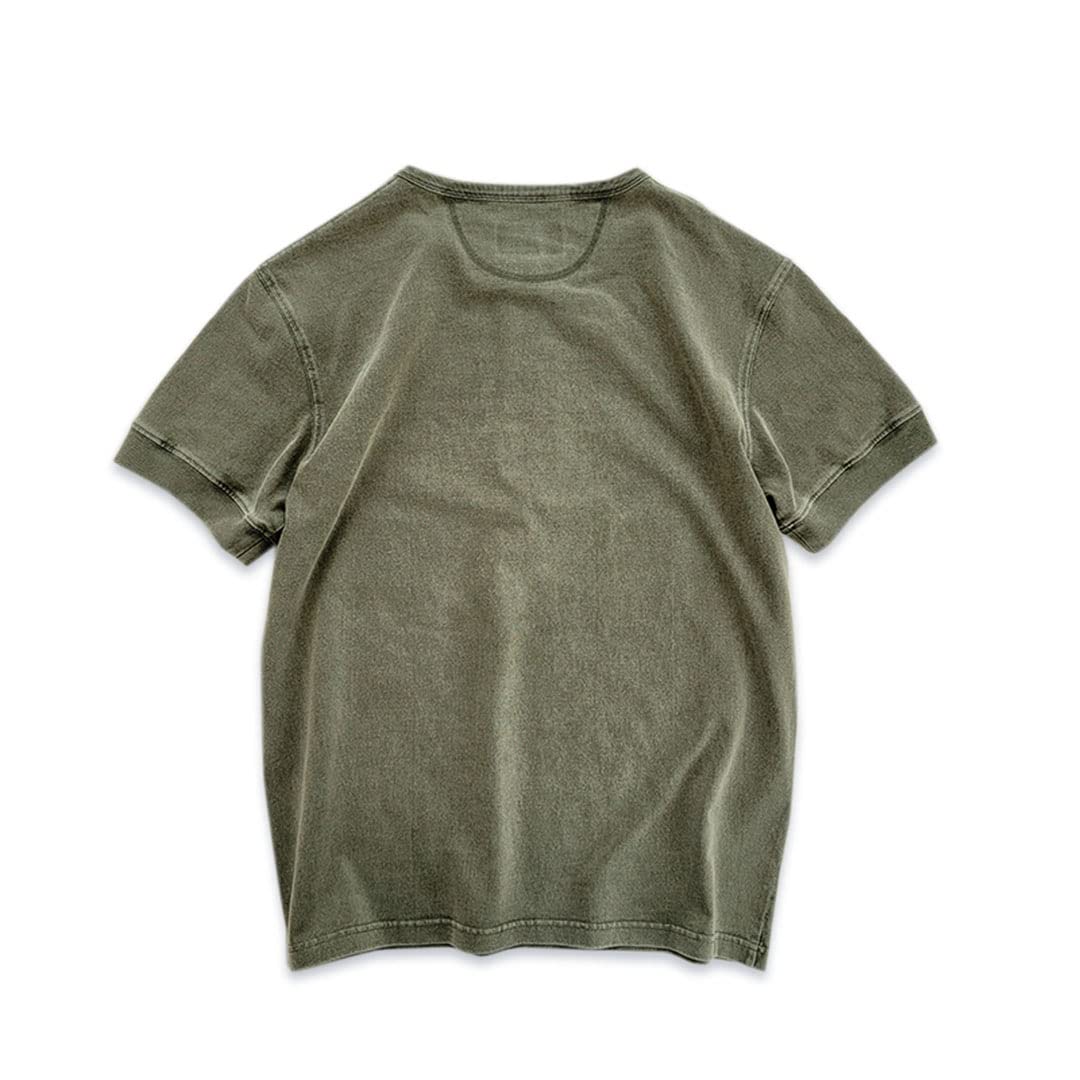 Męska koszulka Henley Collar z krótkim rękawem vintage koszulki, Khaki, L