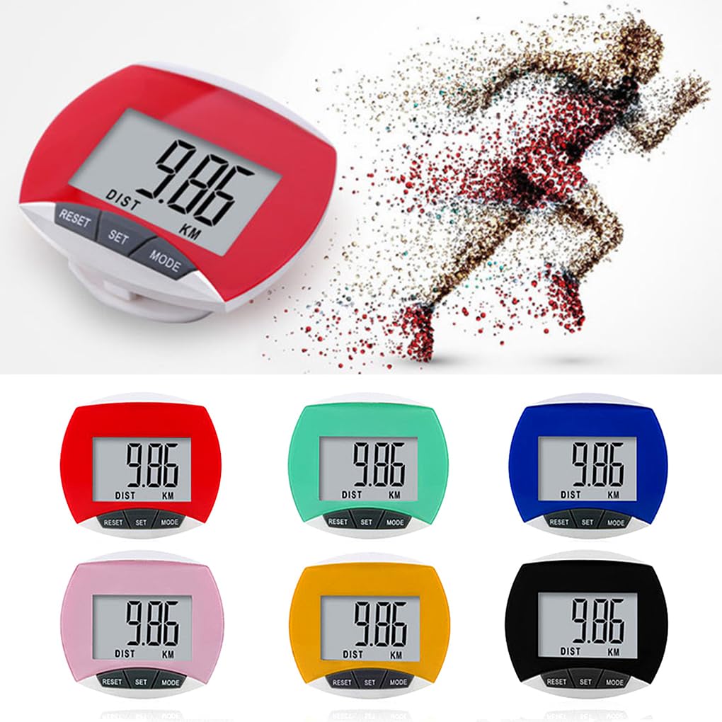 Elektroniczny licznik kroków z wyświetlaczem LCD liczenie kalorii mały cyfrowy krokomierz fitness jogging piesze wędrówki na świeżym powietrzu czerwony