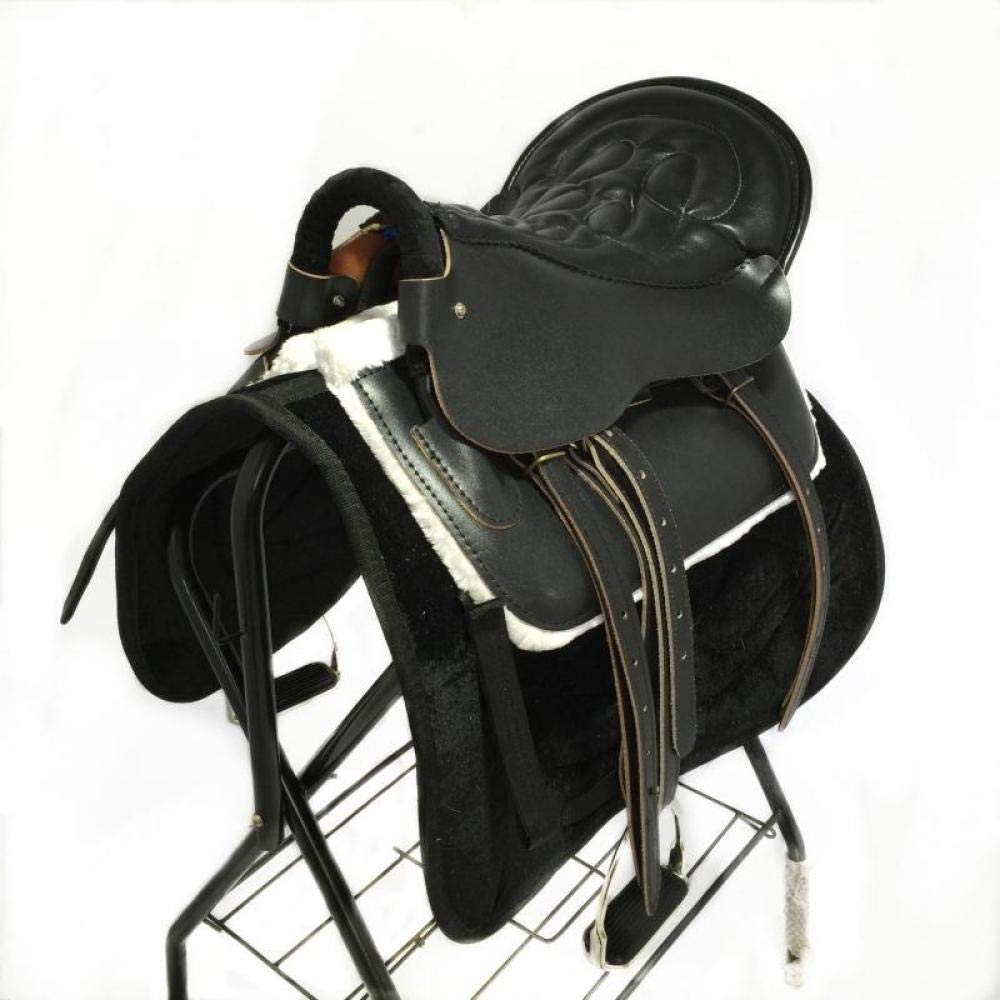 CLBING Cavallo da Sella Turisti con Maniglie con Sella in Cuoio Sella Esercito Sella Cavallo da Sella Completo Forniture Equestri,A