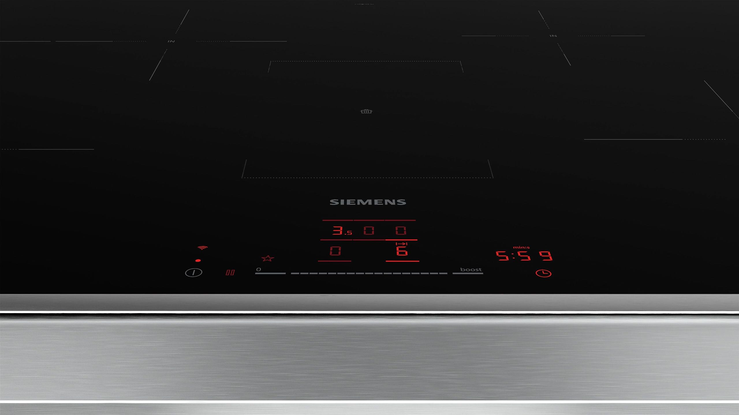 Siemens EH845HFB1E Plaque de cuisson à induction, cadre plat et large, encastrement autonome, largeur standard 85