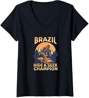 Womens Brazil Bigfoot Country Sunset Champ V-Neck T-Shirt