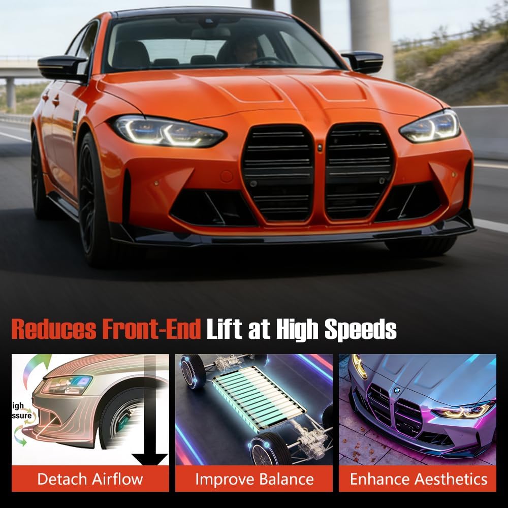 gloss black front bumper lip splitter fit 2021–2026 bmw g80 m3 & g82 m4 – v style front lower lip – exterior styling upgrade