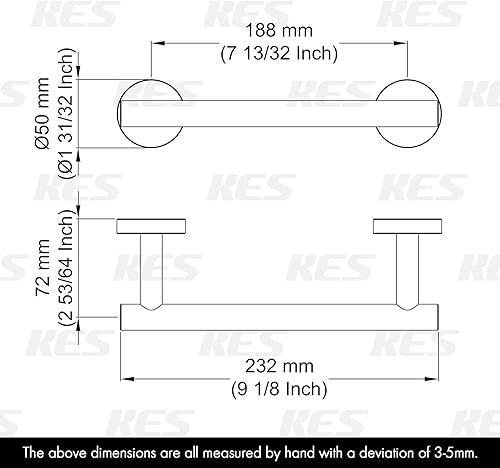 Miniatura 6 de Toallero KES para toalla de baño, cocina, mano, paños para trastes, hecho de acero inoxidable a prueba de óxido, montaje de pared, SUS304, 9