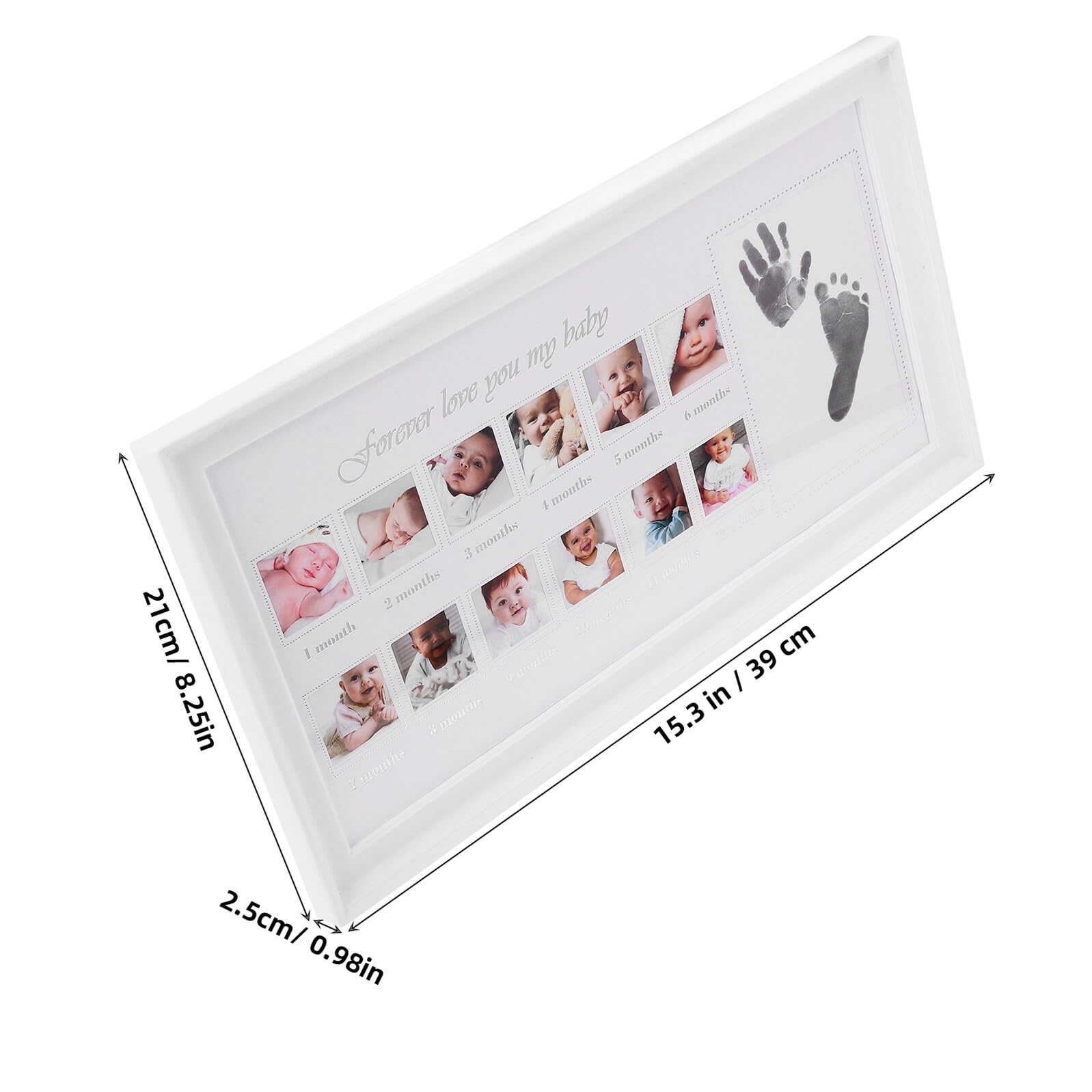 Marco de Fotos y Obsequio para Nuevos Padres Recuerdo Elegante Huellas de Manos y Pies Material PP y PVC en Color Blanco para Ñiño Adecuado para Decoración del Hogar