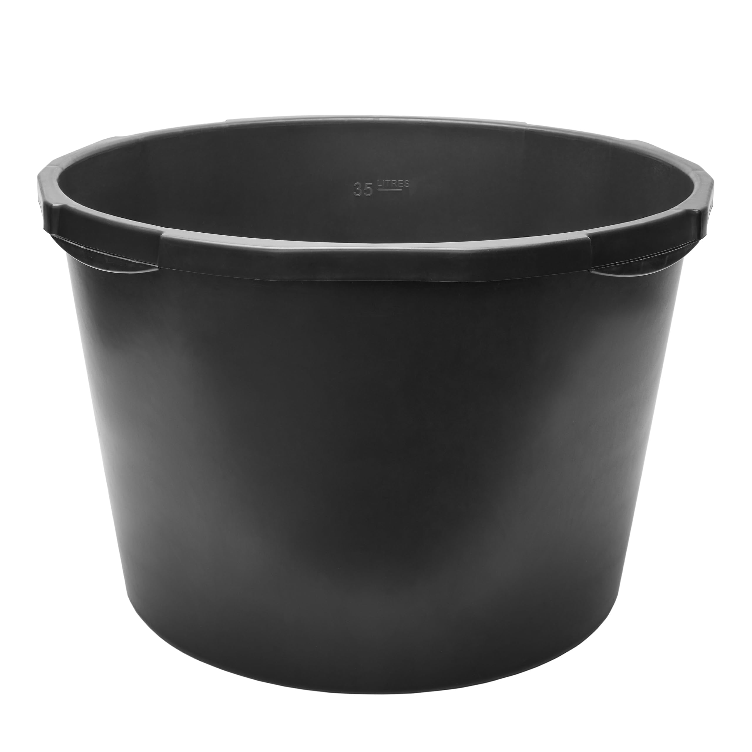 Garronda Lot de 1 Grande Bassine Plastique 45L Seau à Mortier Rond GD-0170 | Cuve de Chantier, Fond Rigide, Poignées Intégrées, Graduée, Bac Plastique Renforcé pour Eau Construction Jardin Maison, Noir
