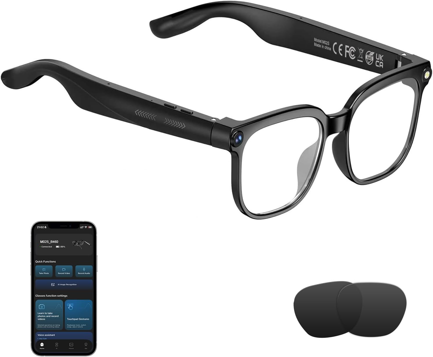 2026 AI Smart Glasses with Camera, 4K HD Video & Photo Capture, 8MP Camera Glasses for Men Women, Recording Glasses with AI Assistant, Object Recognition, Bluetooth Sunglasses for Travel/Work /Vlog