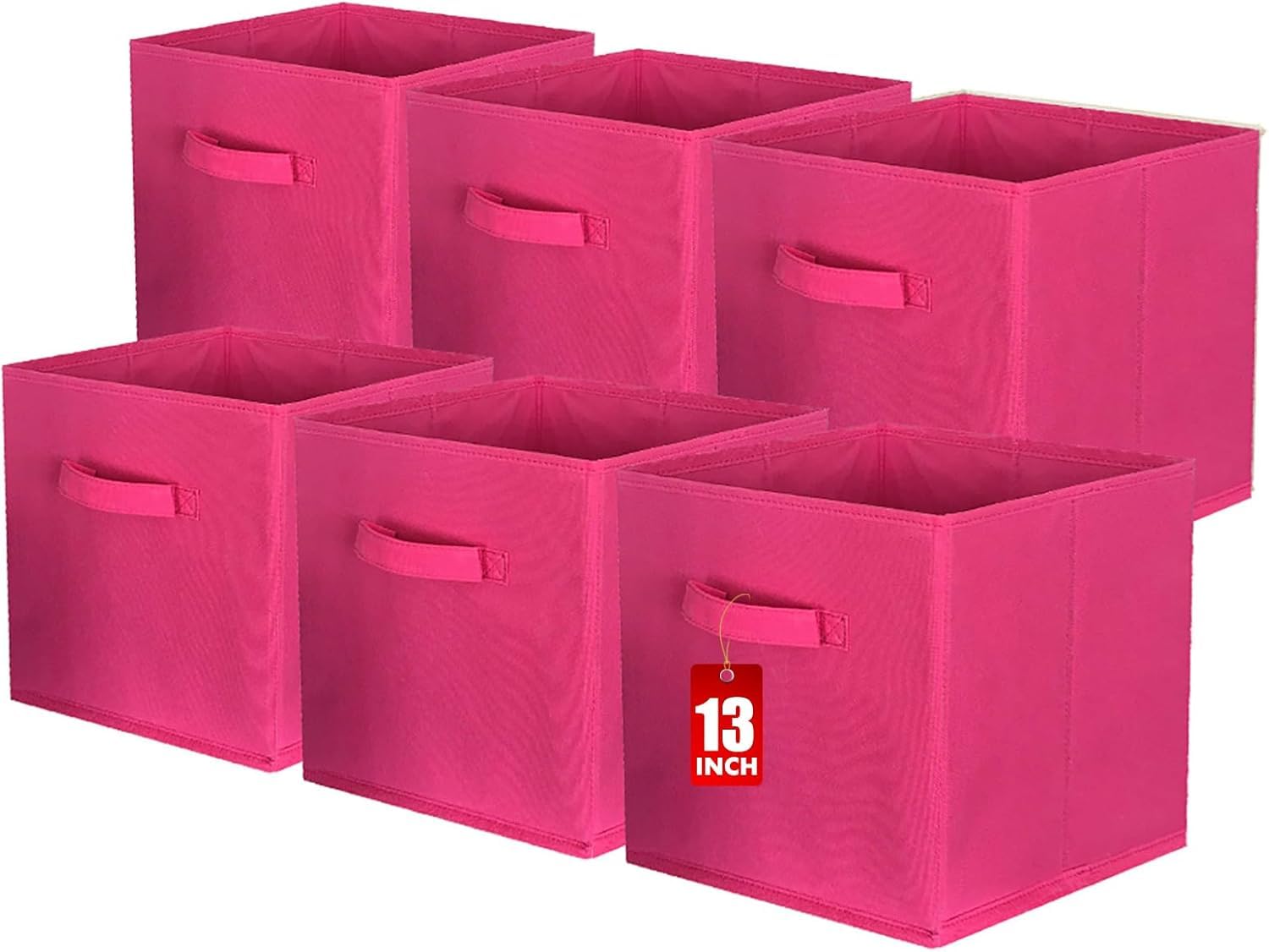 powerking Cajas de almacenamiento para armarios y juguetes, cajas de almacenamiento de tela plegables y cajones de almacenamiento de tela, 13 x 13 x 13 pulgadas, 6 juegos