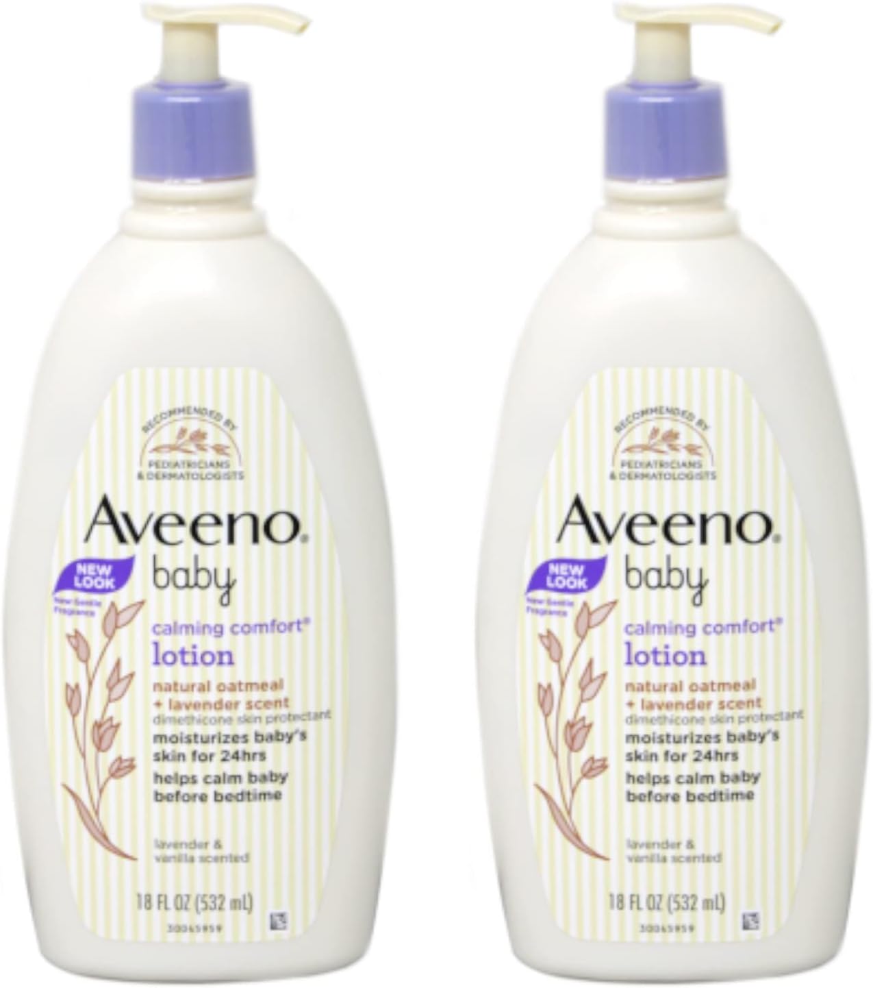 Aveeno BabyCalming Comfort Moisturizing Lotion, Lavender & Vanilla, 18 Oz. (Pack of 2)