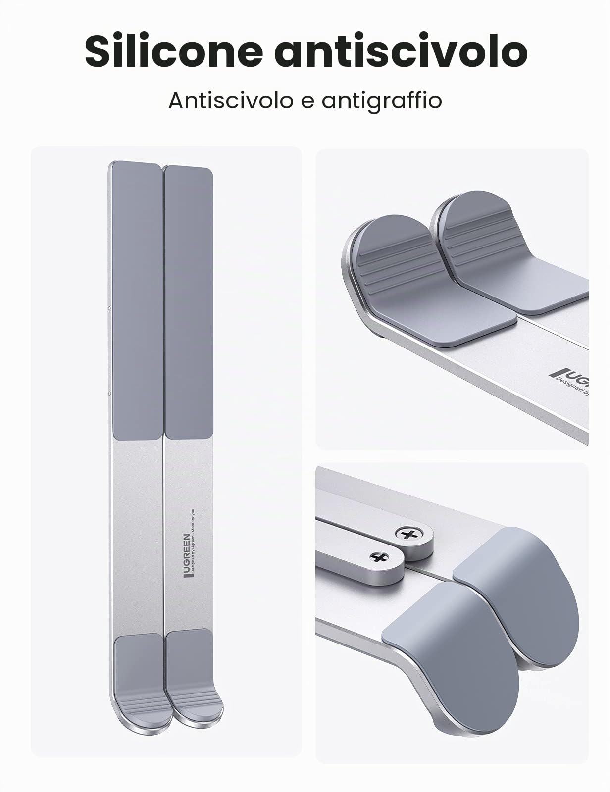 UGREEN Supporto per Laptop in Alluminio, Stand per PC Portatile Regolabile Altezza 5 Livelli, Compatibile con MacBook Air Pro ASUS HP Dell e Altri 12-17.3"