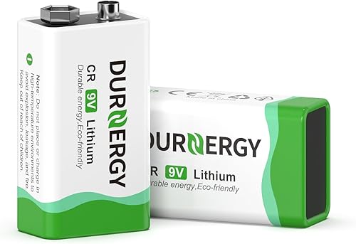 Miniatura 1 de DURNERGY 9 Volt Batteries 2 Pack, Lithium 9v Battery, Lithium Smoke Detector Battery