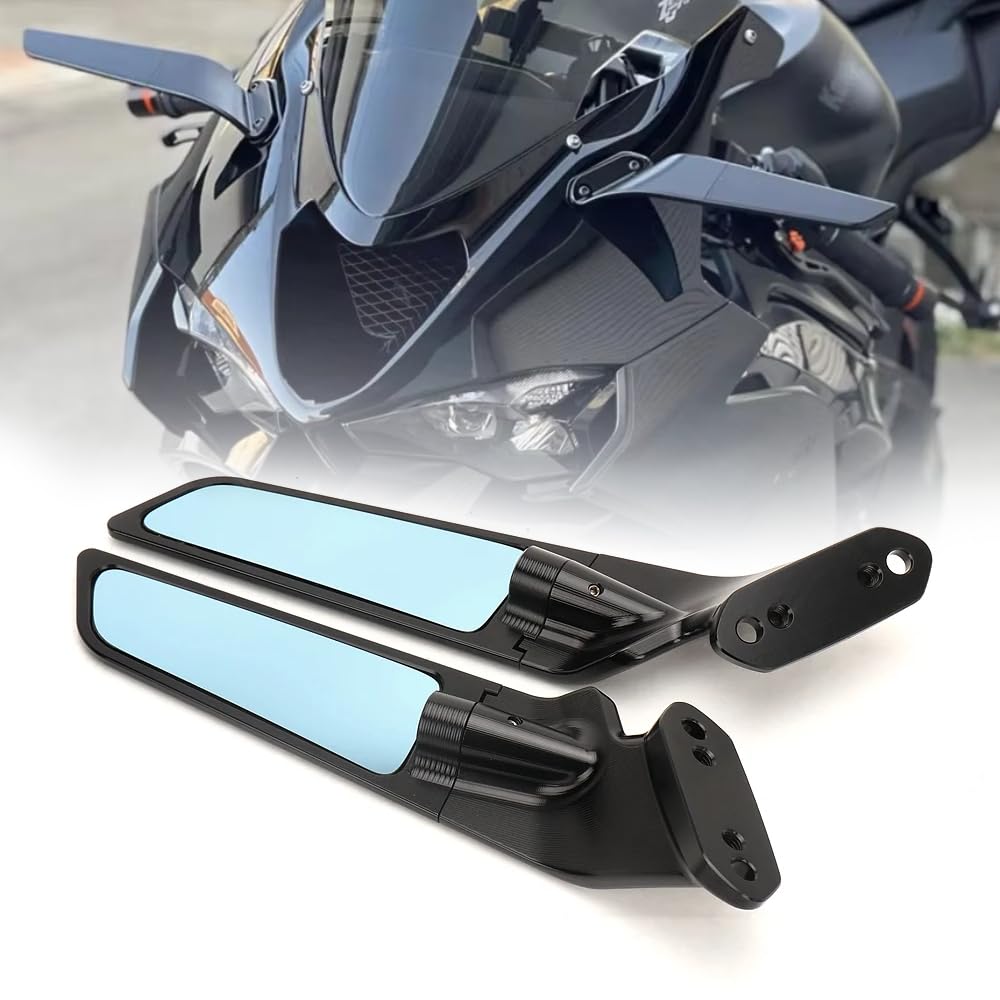 Adatto per Kawasaki Ninja 636 ZX-6R (2019-2025) Specchietti Retrovisori Moto Specchietti Laterali Girevoli, Specchietti Moto Manubrio Front