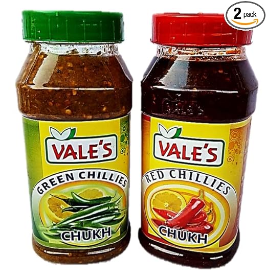 Chamba Heritage - Chamba Chilli Chukh - Chutney RED & GREEN Combo - 450 * 2 (900 Gms)- Pack 0f Two - Made in Chamba from (VALE'S Since 1987) Authentic Recipe of Chamba - Origin of Chamba - Pickles