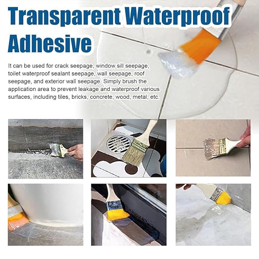 Recubrimiento Impermeable Transparente RJDJ, Pegamento Impermeable Transparente para Baño, Adhesivo Líquido Transparente, Sellador Aislante Impermeable para Piso, Ducha, Azulejo y Pared (1 pieza) miniatura 6