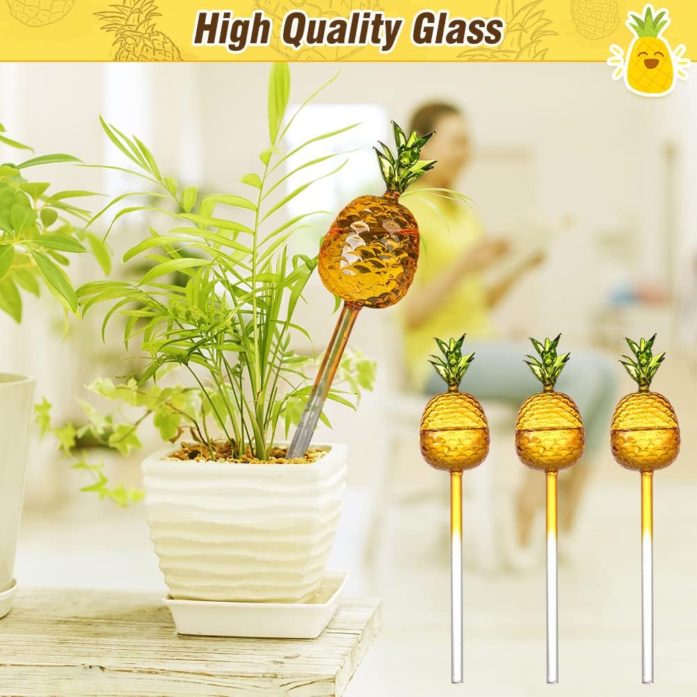 OUTCREATOR 3 Pack Plant Watering Globes Set,Pineapple-Shaped Automatic Self Water Bulbs,Water Globe,for Indoor and Outdoor Plants,Gifts for Family and Friends