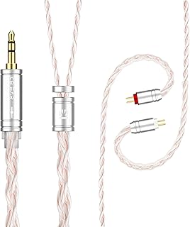 KBEAR 梵音絡 6N無酸素銅HIFIアップグレードケーブル イヤホンリケーブル 4本撚りのクロス編組合計56芯 0.78mm 2pin 3.5mm 音質改善 滑らかでバリのない音 飛び込みと弾力性の両立 シルバーピンク 航空用アルミニウム陽極プラグ 着脱式 1.2m (3.5mm 0.78 2Pin)