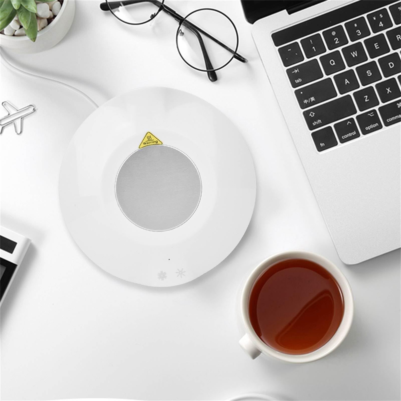 Hidyliu Calentador de Tazas, Calentador de Tazas de Café, Calentador de Café Calentador de Tazas USB Eléctrico Calentador de Tazas Frías Y Calientes Posavasos de Doble Propósito Taza de Café(Blanco)