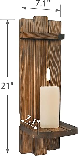 Miniatura 2 de Yorkmills Juego de 2 apliques de decoración de pared, portavelas de pared, decoración rústica de granja, arte de pared para el hogar, candelabros