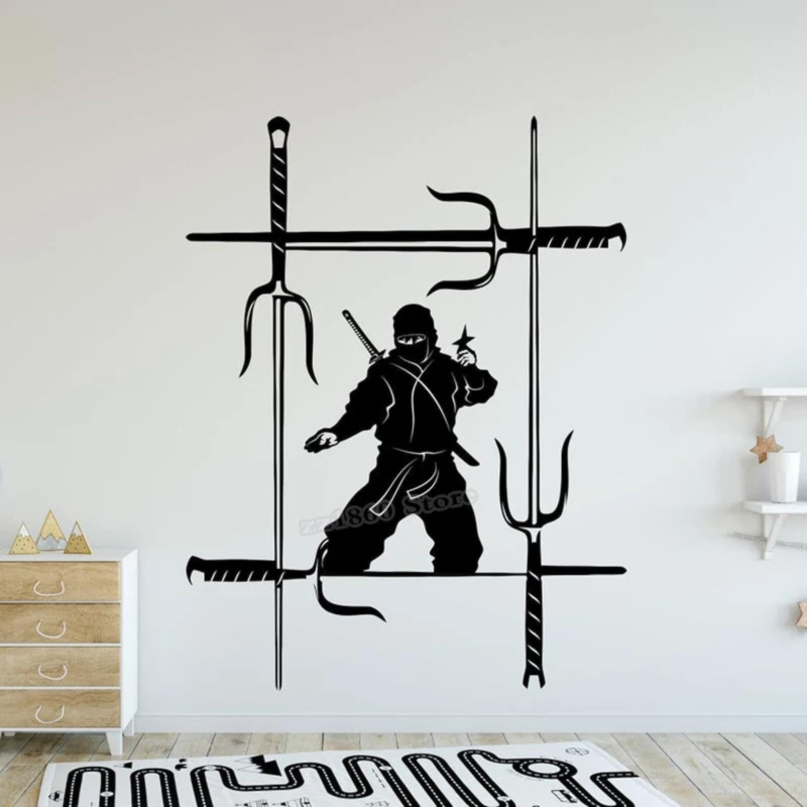 YOUOUSI Ninja Samurai Karate Wall Decals for Kids' Rooms, Boys' Rooms, Playrooms, Vinyl Wall Decals, Assassin Decals