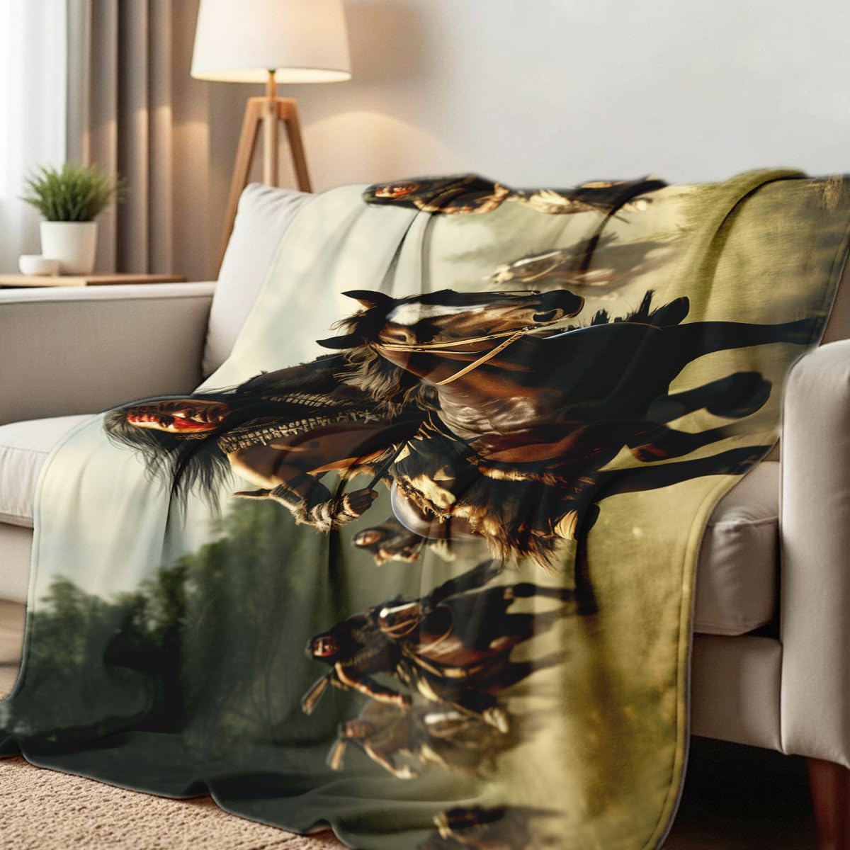 Native American Blankets for Men Indian Print Blankets and Throws for Couch Bed Room Home Western Decor Flannel Throws Queen Size Native American Indian Gifts (49"x59")