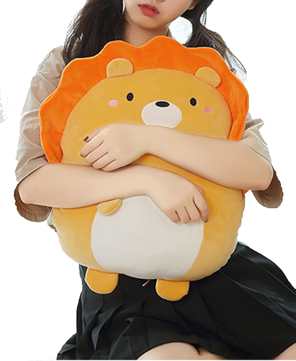 Soft Lion Plush Hugging Pillow Cute Lion Stuffed Animal Plushies Toy Lion Kids Stuffed Animals Lion Plush Toys for Birthday, Valentine, Christmas 16.5 Inch 16.5 Inch Orange