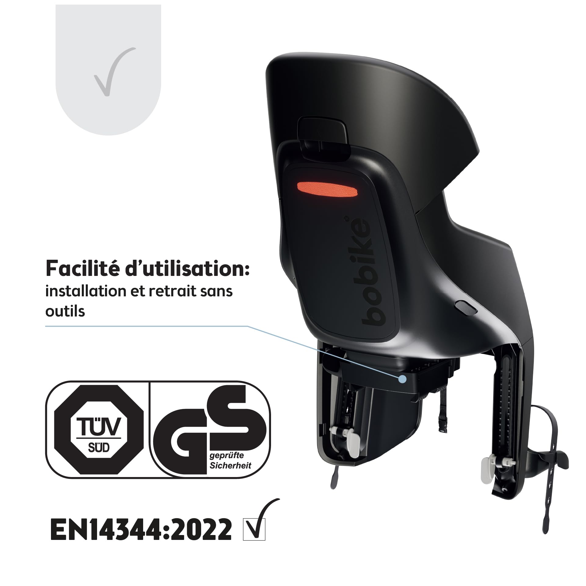 BOBIKE 8010800001 - Siège vélo arrière Exclusive Evolve Maxi pour Porte-Bagages, pour Enfants de 9 Mois à 6 Ans jusqu'à 22 kg en Couleur Noir Urbain