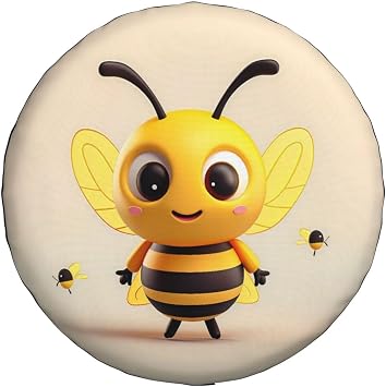 Cute Bee Spare Tire Cover 15 inch Inch, Universal Waterproof Dust-Proof Sun Protection Cover for Jeep Trailer SUV Truck RV, with Adjustable Nylon Rope for Easy Installation