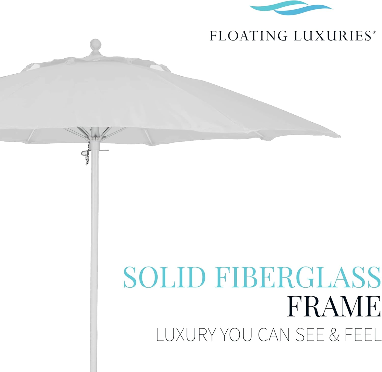 Floating Luxuries Kai Luxury Outdoor Umbrella, Safe to Use In Pool or On Patio, 7.5' Octagon Shape, Fade/Stain Resistant Marine Grade Fabric, Resort Quality, Rust Free 1.5" Diameter Fiberglass Pole