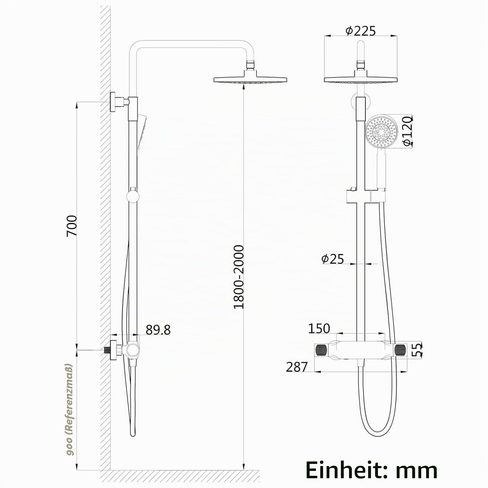 System prysznica deszczowego 23 cm z mosiężną baterią, Clete d 3-funkcyjny ręczny zestaw prysznicowy, regulowana kolumna prysznicowa, luksusowa modernizacja łazienki, nowoczesna głowica prysznicowa do