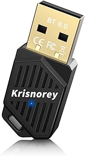 Krisnorey Latest Bluetooth 6.0 Adapter for PC Laptop, Mini Wireless USB Dongle Adaptor for Windows 11/10/8.1 Desktop Computer, Plug & Pair w/Bluetooth Headset Speaker Keyboard Mouse Game Controller