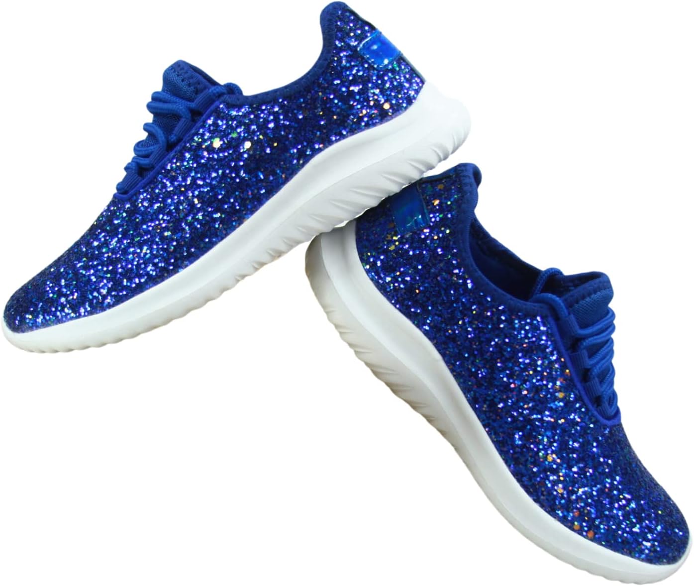 TZ Kid's Girl's Fashion Glitter Sparkle Slip On Lace Casual Walking Sneaker Shoes