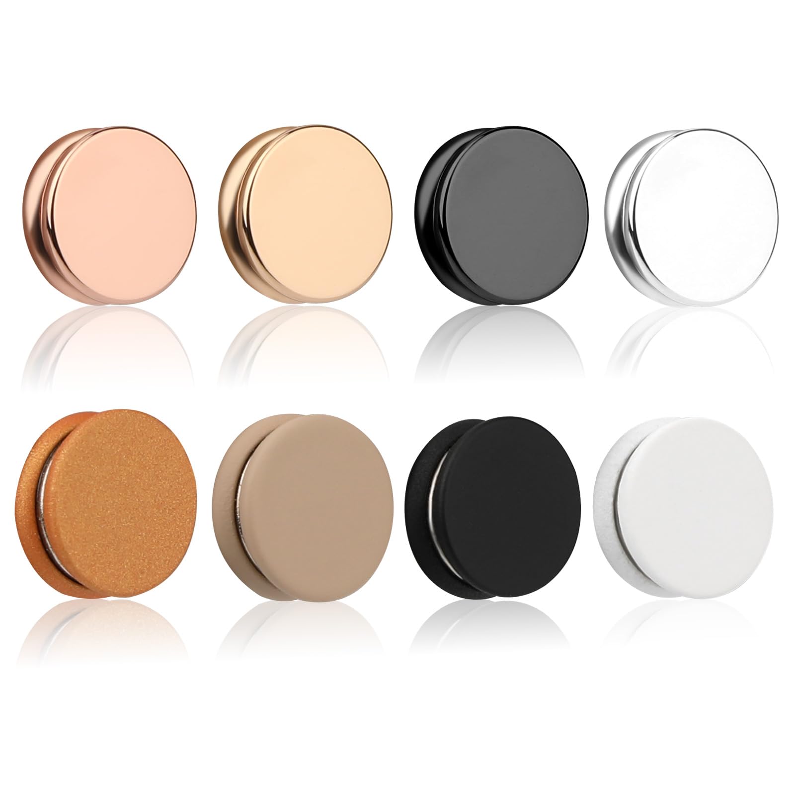 8 Pairs Powerful Magnetic Hijab Pins, Multi-Color Magnets, Multi-Use Pinless Magnetic Pins for Scarves & Clothing, Includes Shiny & Matte Styles(Flat Circle)