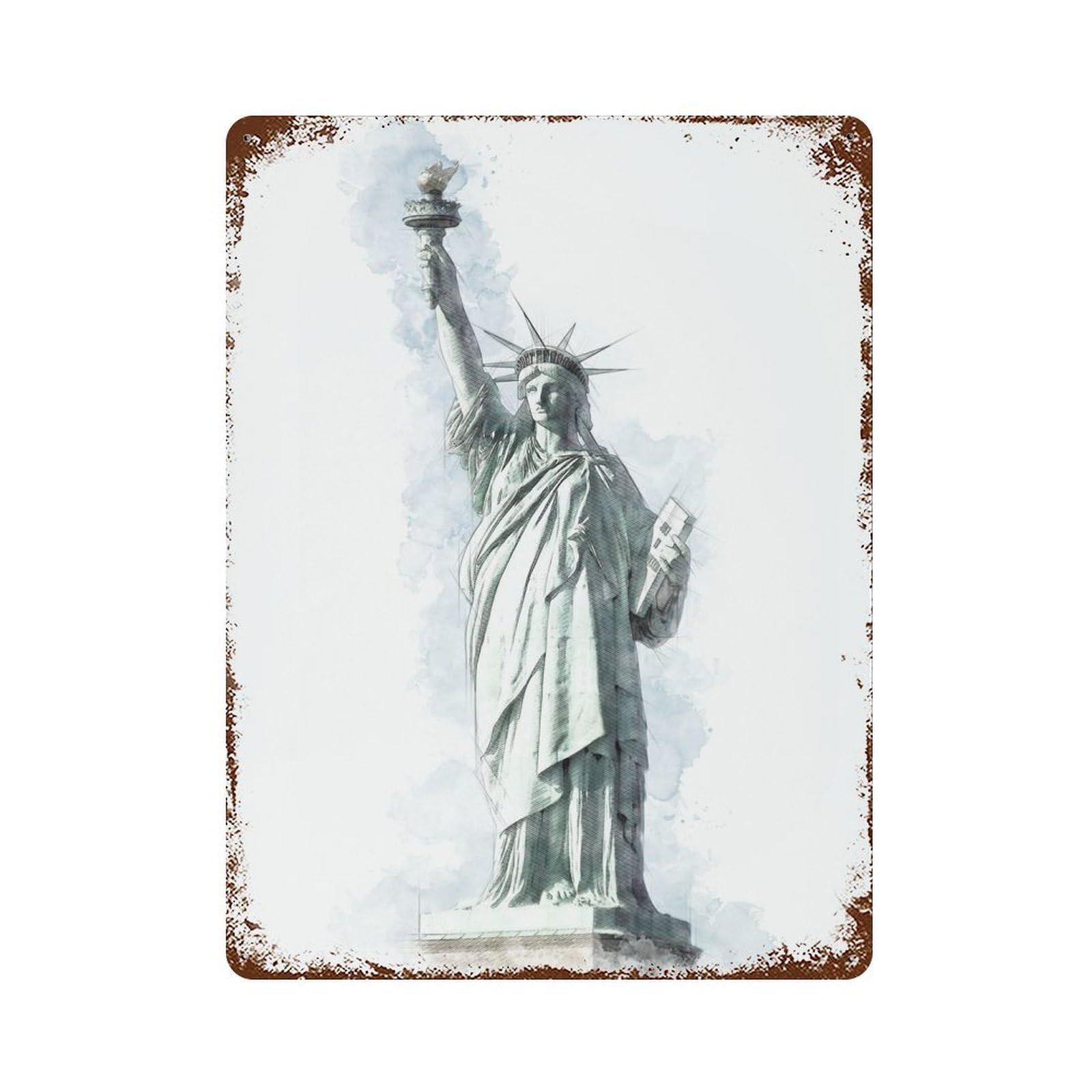 Statue of Liberty Decorative Tin Sign 15.7"x11.8", for Bistro, Counter And Cafe Decor, Classic Wall Plaque