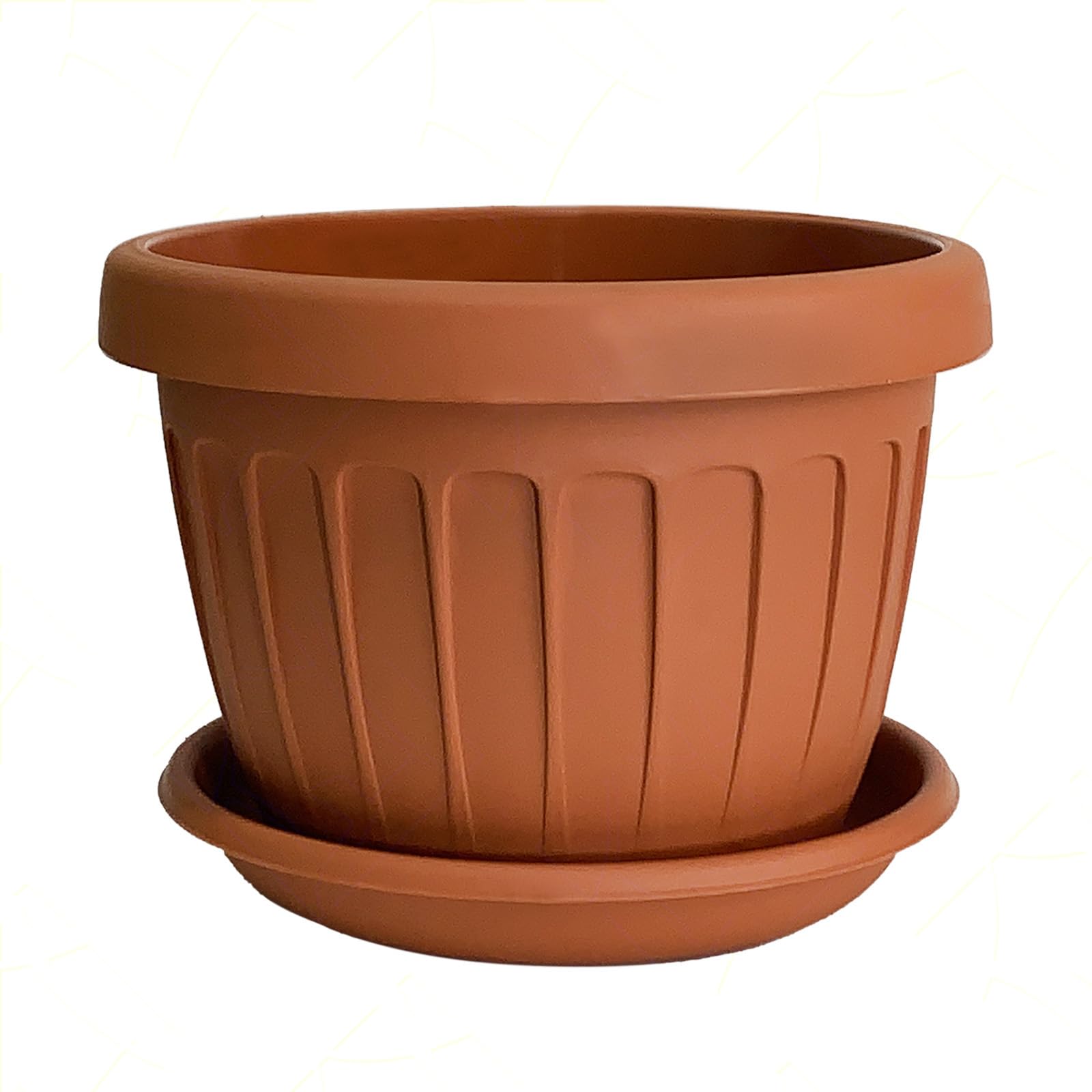 bama Vaso Terra Tondo 70 cm per Fiori Piante con Sottovaso 122 Litri Plastica Color Terracotta, con Fori di Drenaggio, Resistente agli UV, Made in Italy