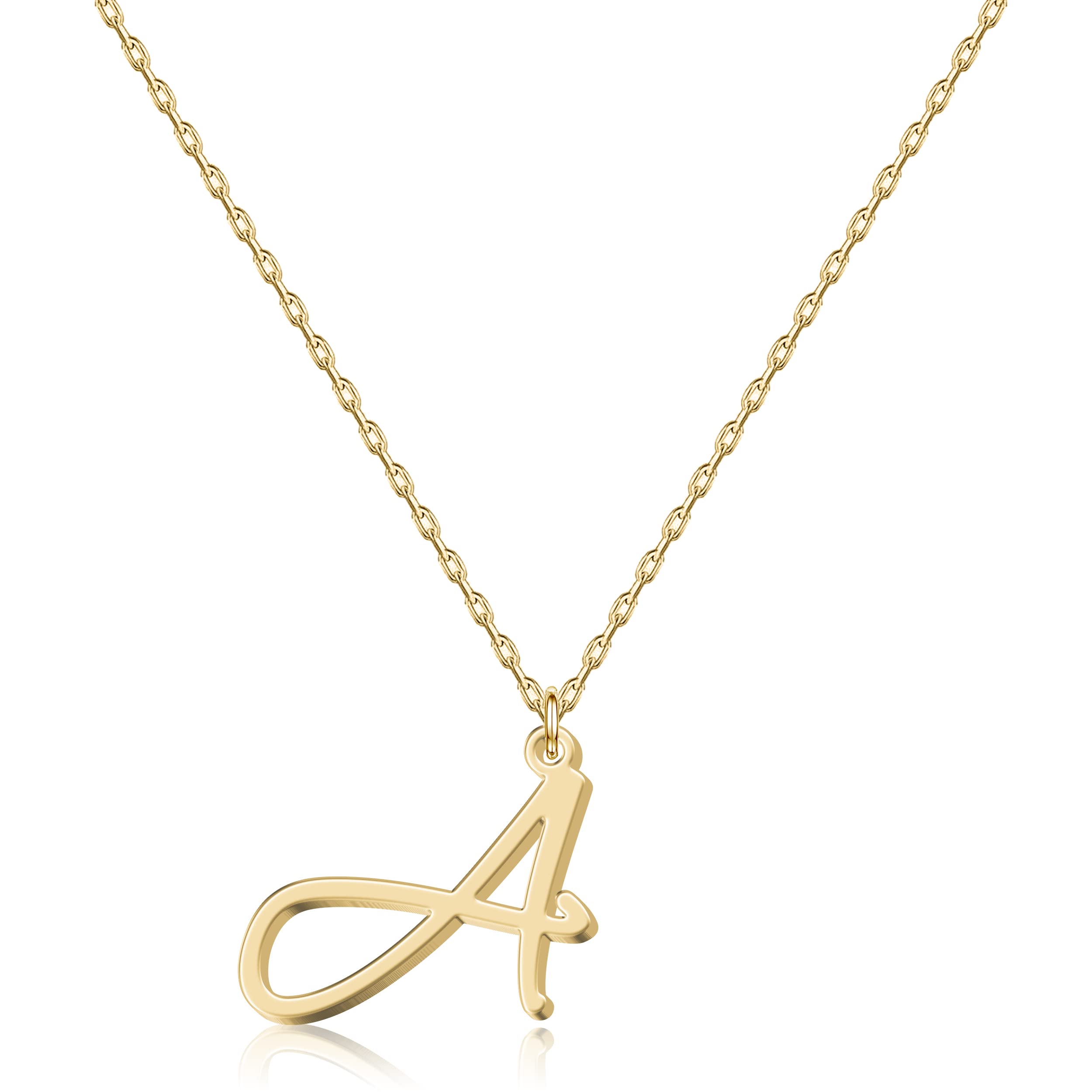 UMAGICBOX Personalized Initial Necklace - Handwritten Script Style Stainless Steel Minimalist jewelry - Non-Fading & Hypoallergenic - Gift Bag