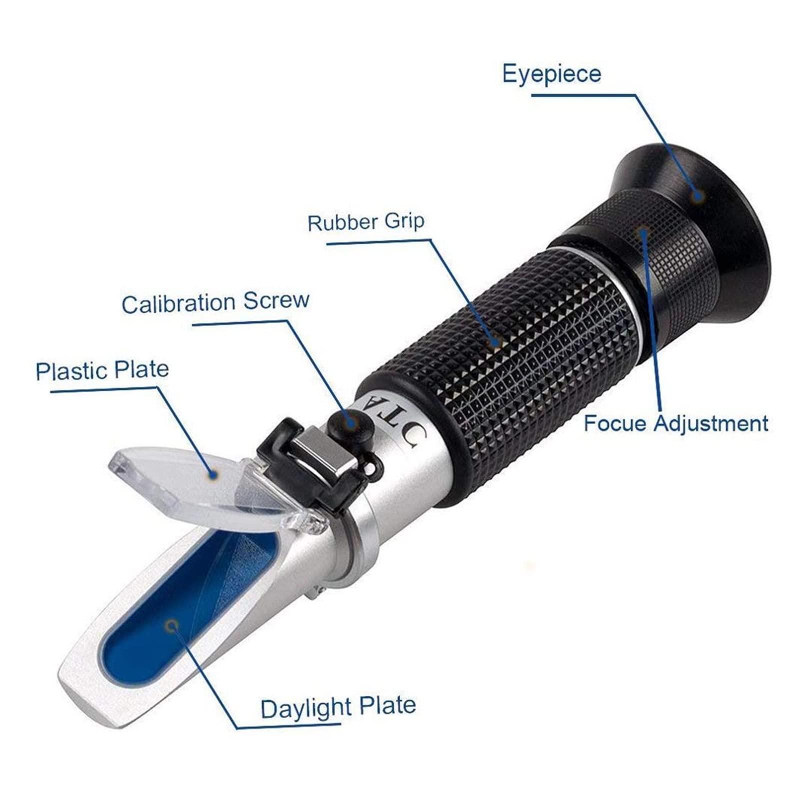 PROPFE Réfractomètre Réfractomètre d'eau de mer ATC 0-10% Salinité 1.000-1.070 Salinomètre d'eau de mer à gravité spécifique de sel pour Aquarium (Couleur : avec boîtier en Plastique)