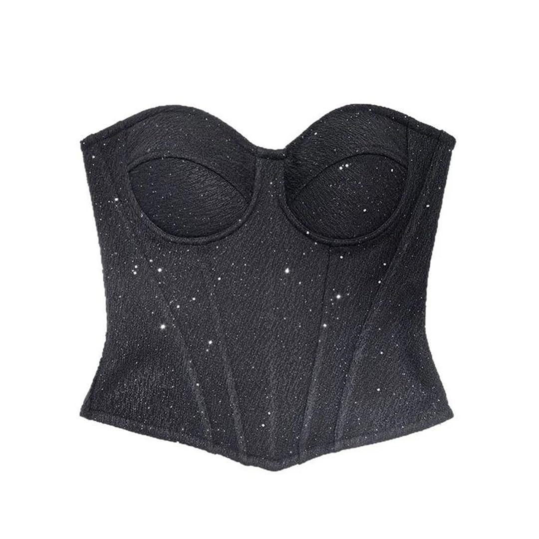 Yeuyyben Canotta da donna in misto lana senza maniche tinta unita con paillettes ispessite abbigliamento interno outwear moda top