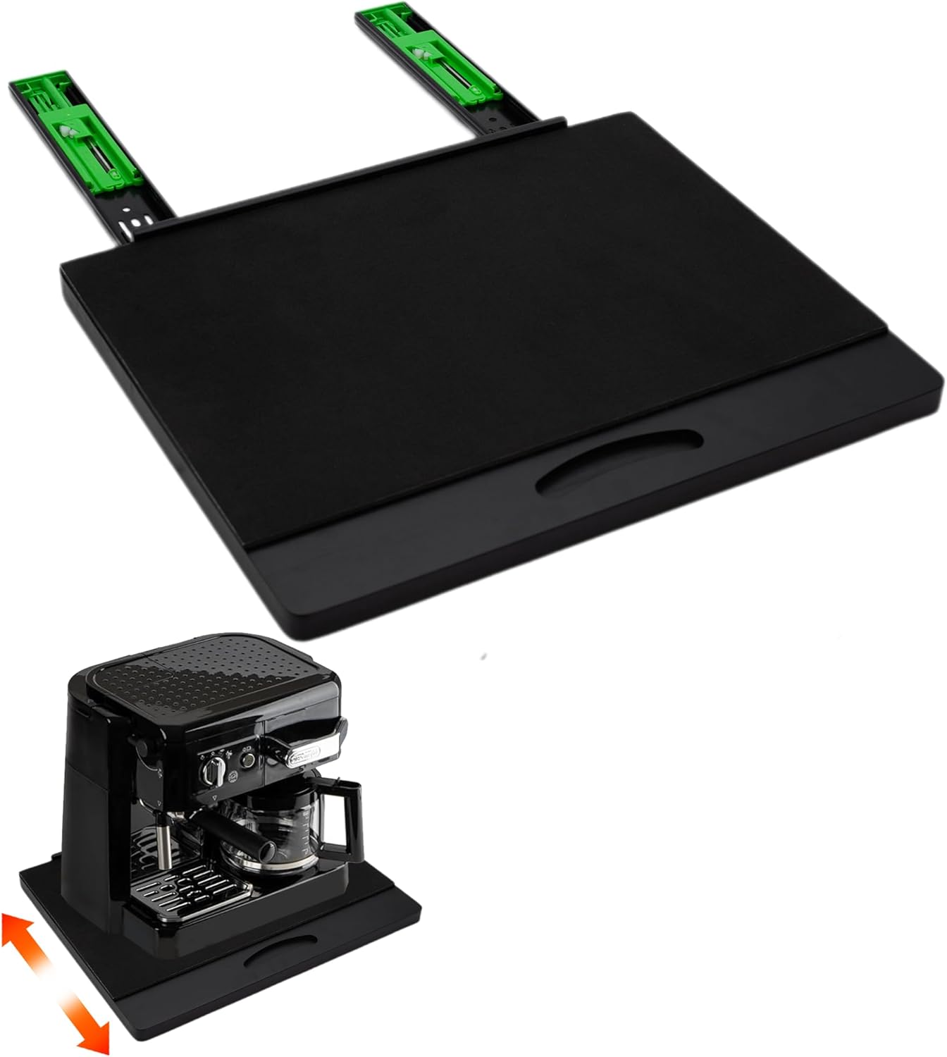 MinBoo Bamboo Appliance Slider,Sliding Tray for Coffee Maker, Kitchen Countertop Appliance Rolling Tray,Slides Easily from under the Cabinet,Wide -Black- Large (16″Wx13″D) MinBoo Bamboo Appliance Slider,Sliding Tray for Coffee Maker, Kitchen Countertop Appliance Rolling Tray,Slides Easily from under the Cabinet,Wide -Black- Large (16″Wx13″D)