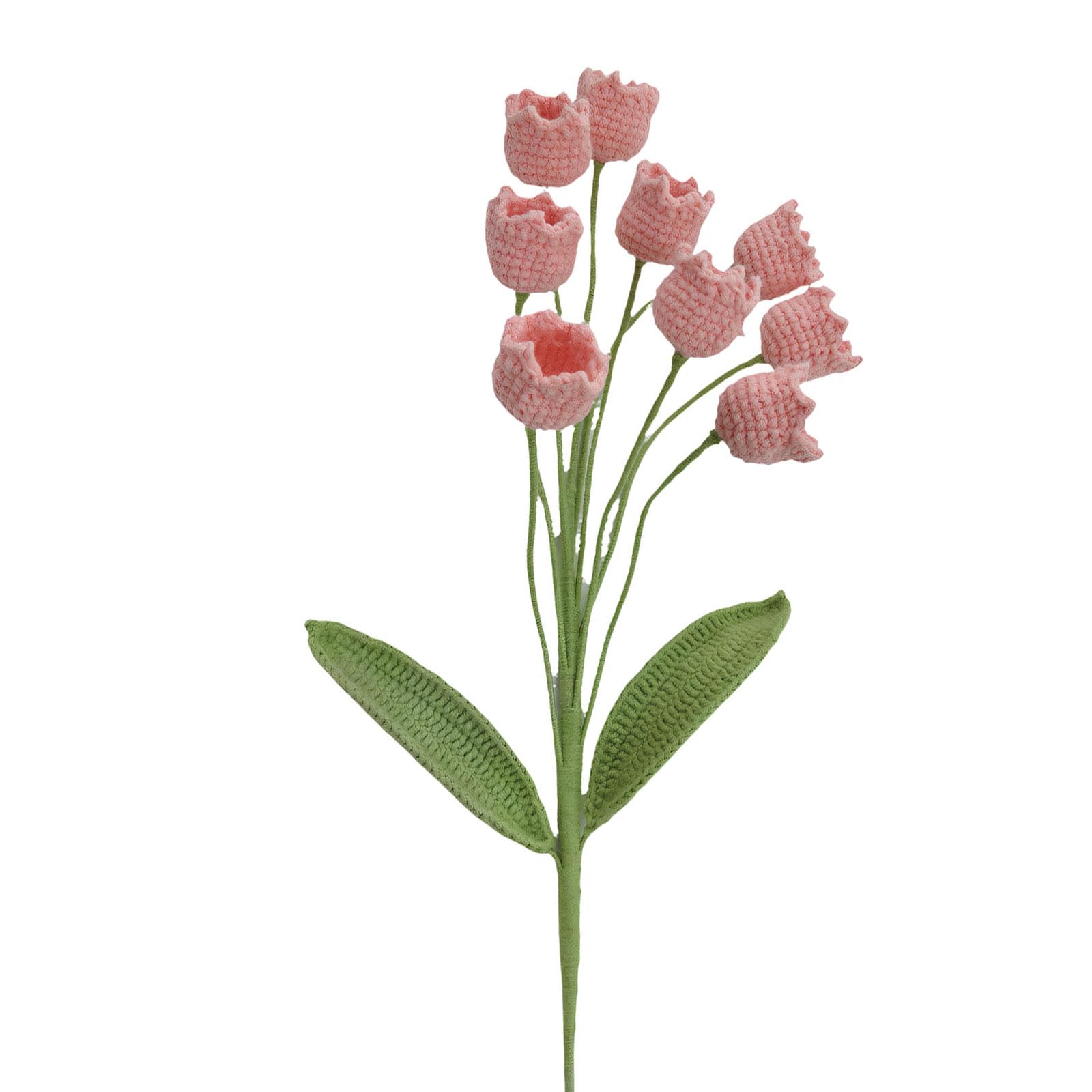 ZEPFJHE 9Pieces Artificial Crochet Lilies of the Valley Bouquets Wool Flower for Home Decors Gift Wedding Centerpieces Artificial Hanging Flower