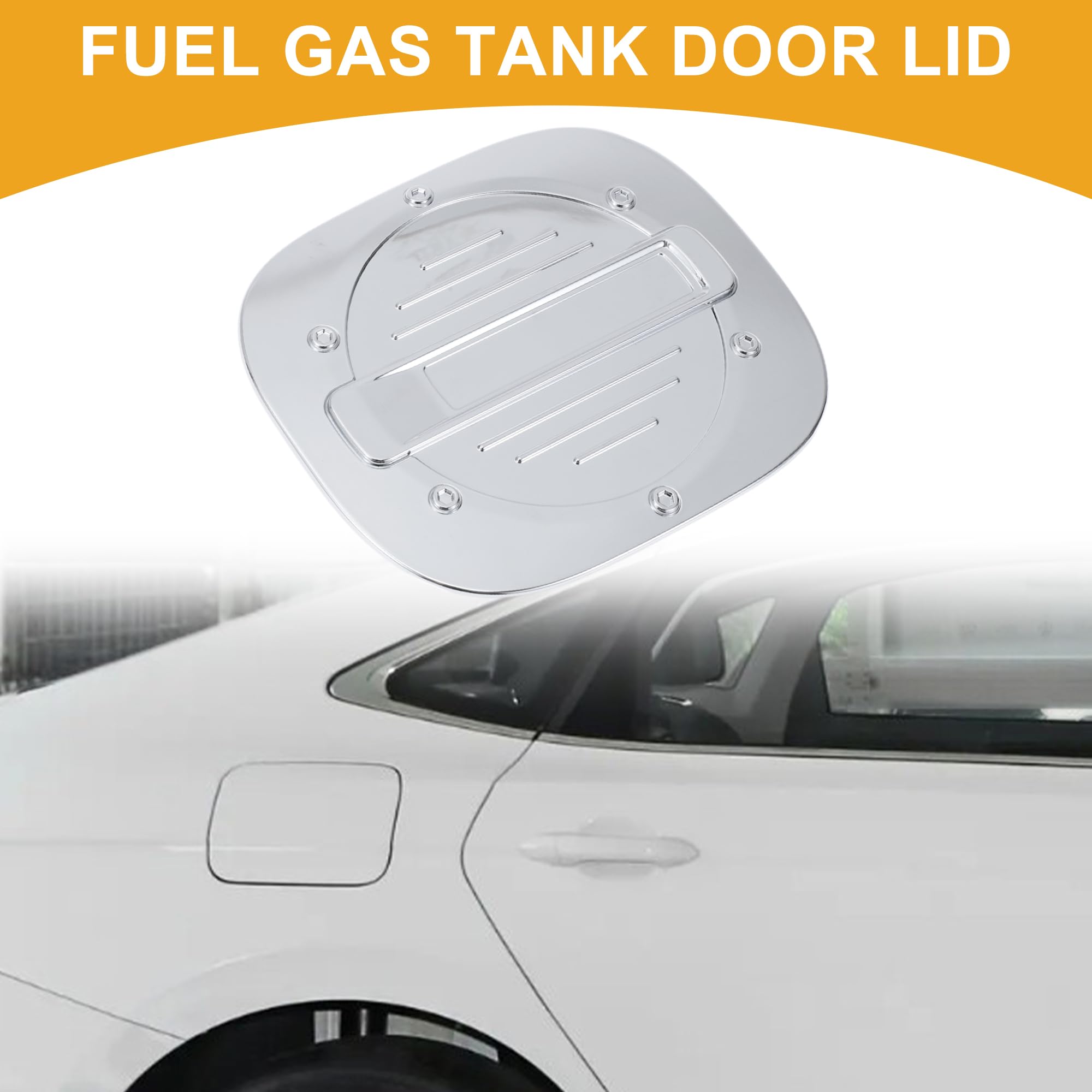 Partuto Fuel Tank Door Cap for Ford Escape 2020-2025 Fuel Filler Flap Cover Adhesive Type Chrome Silver Tone ABS Fuel Filler Door Gas Cap