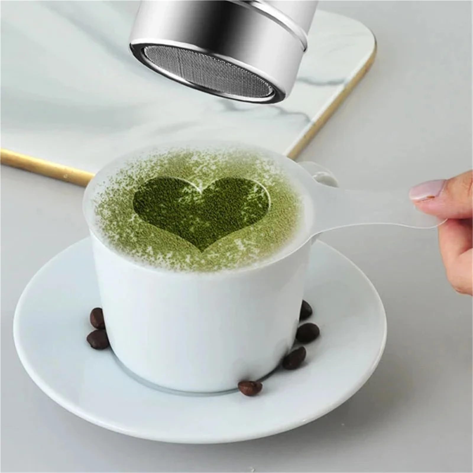 2PCS Plantilla de Escritura café Coctelera Chocolate para Casa | Plantilla de plantilla de café con tamiz de harina de cacao 32 for dibujar en café