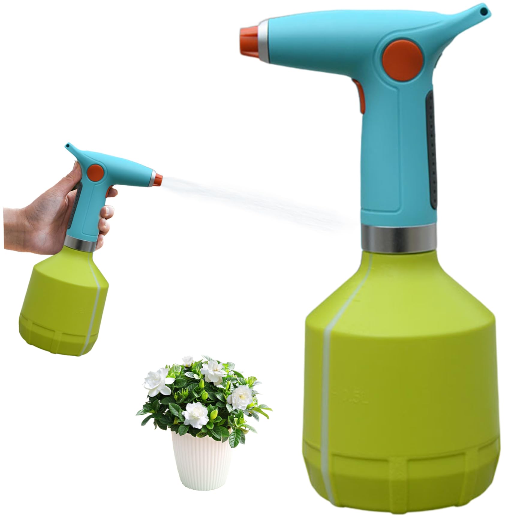 Pulverizador eléctrico con Boquilla Ajustable pulverizador de Agua a Prueba de Agua Recargable para jardín 1000 ml Color Verde